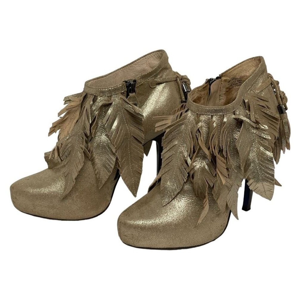 Rough Justice Women's Gold Leather Ankle Boots Size‎ 8.5